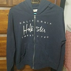 Hollister dark blue zip up hoodie